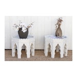 Pair of Carved White Marble End Tables