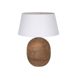 Teak Wood Oval Table Lamp