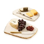 White Marble Cheese Plate With Knife