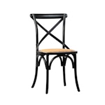 Antiqued Black Wood & Rattan Dining Chair