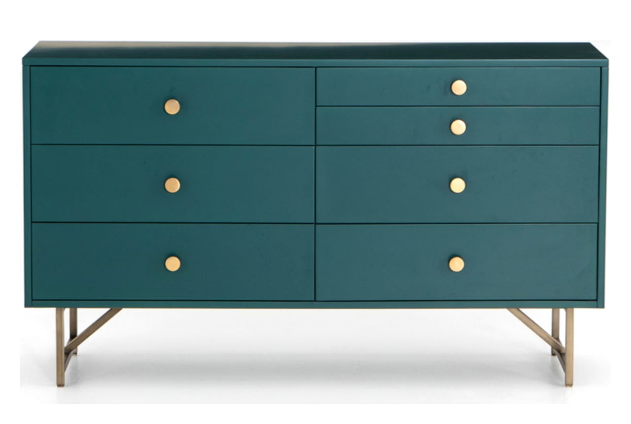 The Valora 7 Drawer Dresser in Juniper Green, Marco Polo Imports