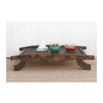 Large Handsome Oxcart Teak & Iron Coffee Table
