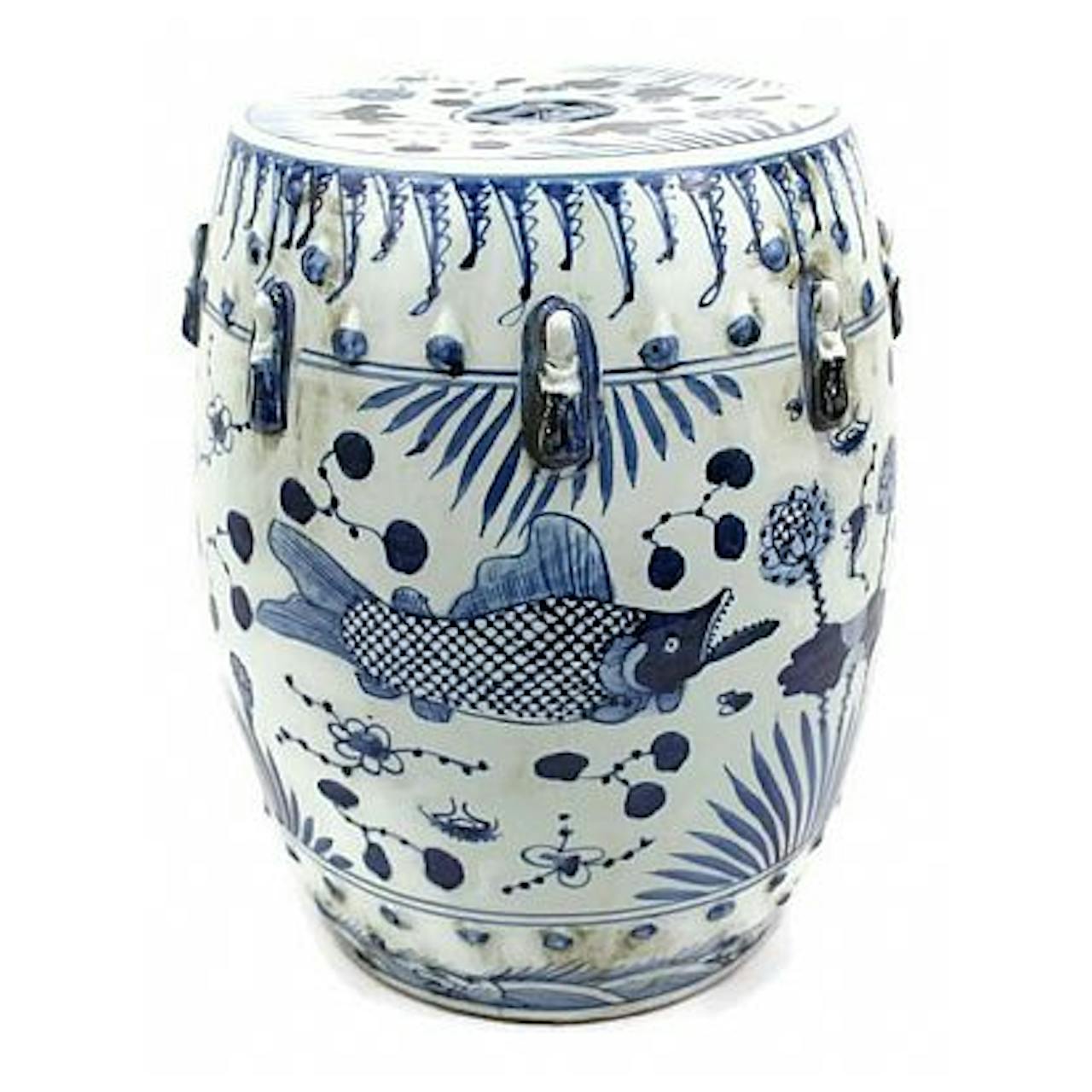 Blue And White Garden Stool Fish Motif Out Of Asia Boutique Furniture In Los Angeles Ca Blue And White Garden Stool Fish Motif Out Of Asia Boutique Furniture In Los Angeles Ca