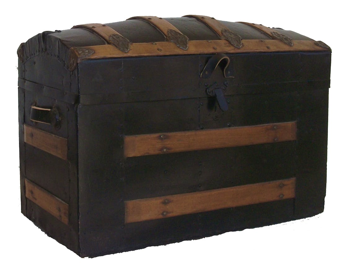 Late 1800's Black Sheet Metal Dome Top Trunk
